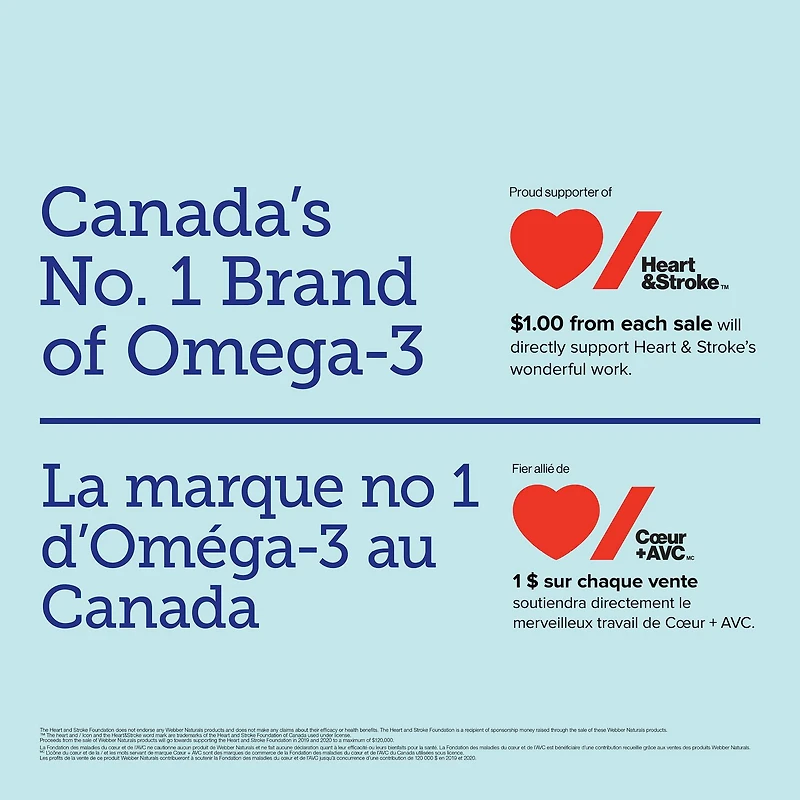 Webber Naturals®  Triple Strength Omega-3, 900 mg, 80 Clear Enteric soft gels, Supports Heart and Mind, EPA/DHA 80 Clear Enteric Softgels