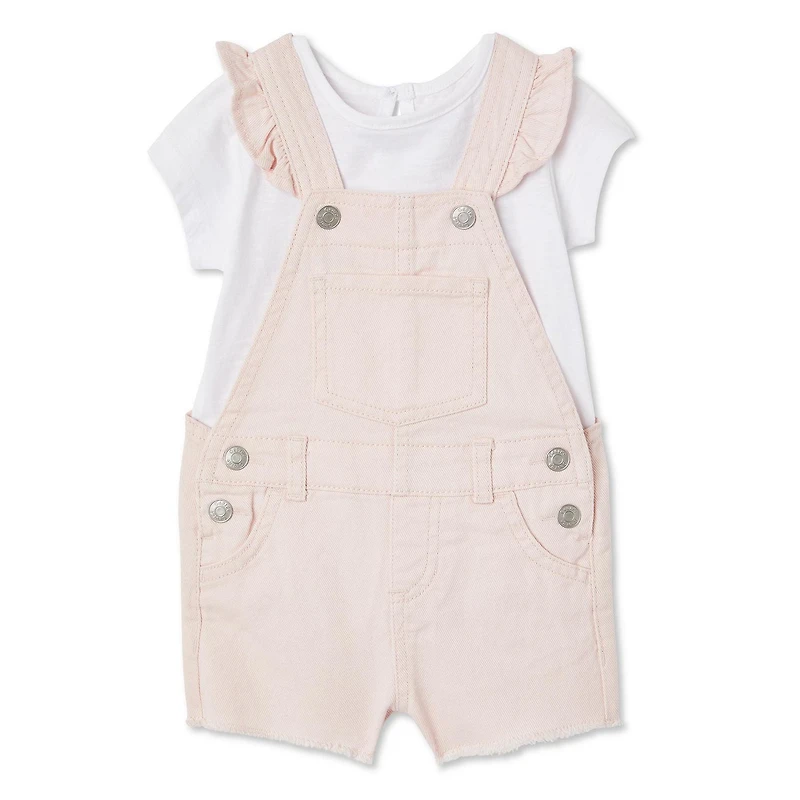 Ensemble 2 pièces avec salopette courte George pour bébés filles