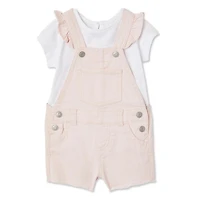 Ensemble 2 pièces avec salopette courte George pour bébés filles