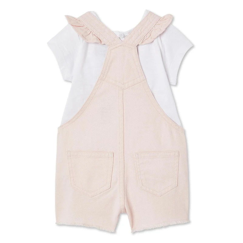 Ensemble 2 pièces avec salopette courte George pour bébés filles