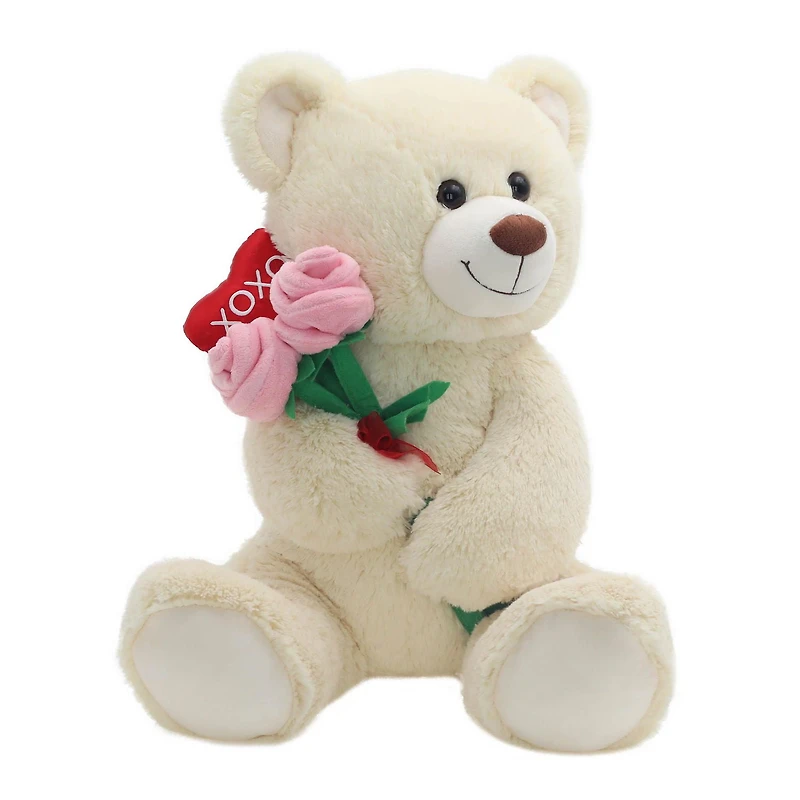 Façon de célébrer la douce en peluche de la Saint-Valentin au cœur rouge