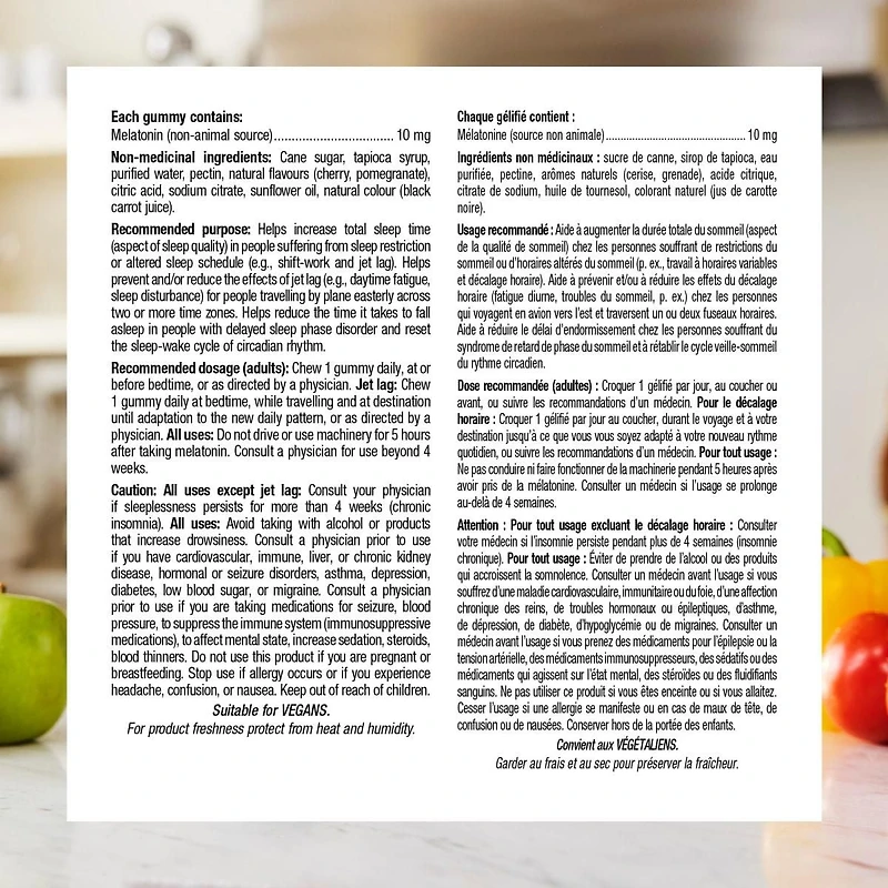 Webber Naturals® Melatonin Gummies, 10 mg, Promotes falling asleep quickly and improves sleep quality, 60 Gummies