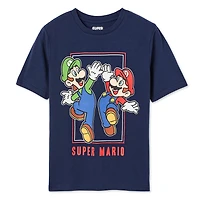 T-shirt à manches courtes Super Mario pour garçons Tailles TP–TG