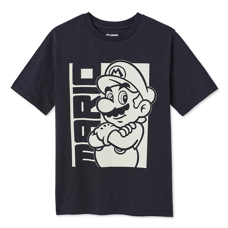 Super Mario Boys' Short Sleeve Tee, Sizes XS-XL