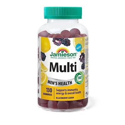 Jamieson gummies multivitamines pour hommes, mûre citron, 130 gummies