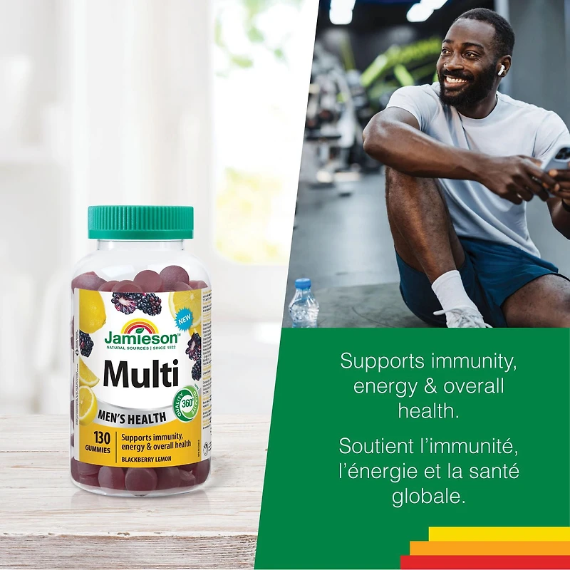 Jamieson gummies multivitamines pour hommes, mûre citron, 130 gummies