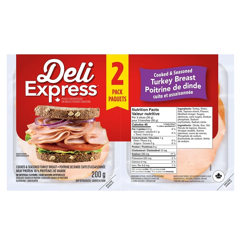 Poitrine de dinde cuite et assaisonnée Deli Express 200 g