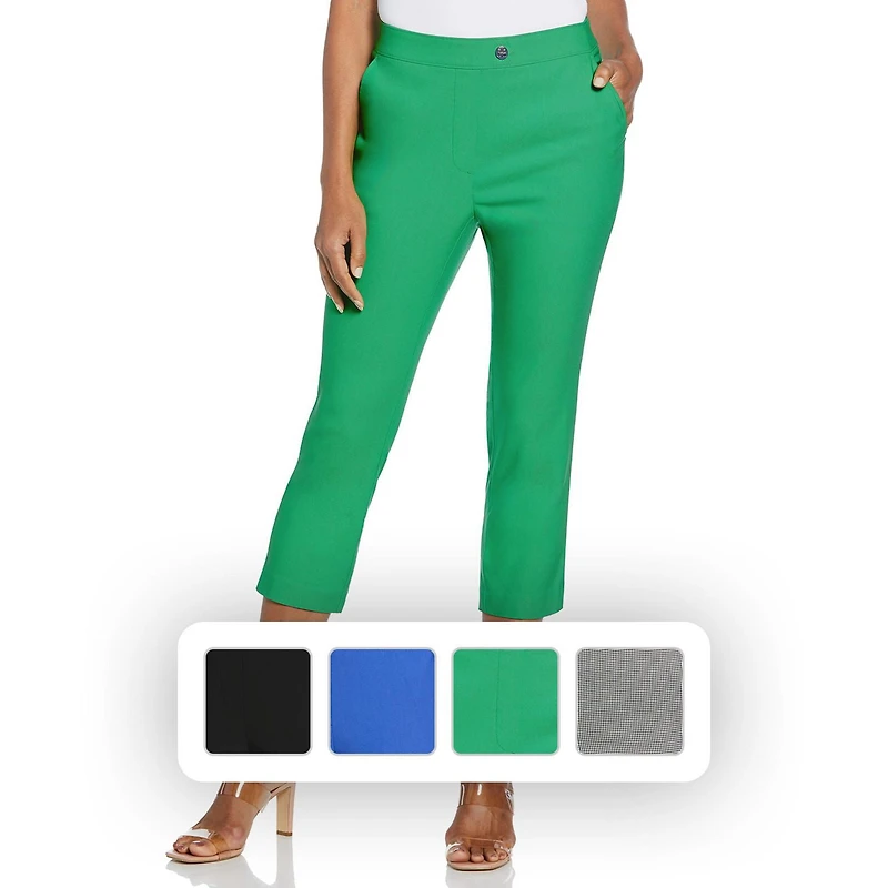 Rafaella Women's Extended Tab Capri Pants with Pockets