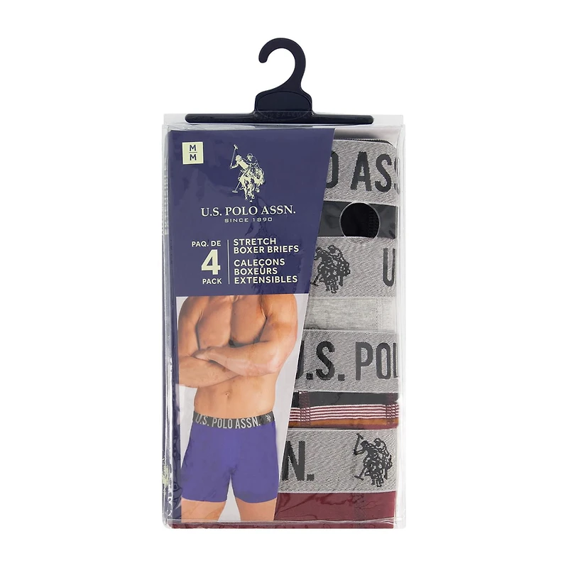 U.S. POLO ASSN. Paq. de 4 Caleçons Boxeurs Extensibles Tailles P - TTG