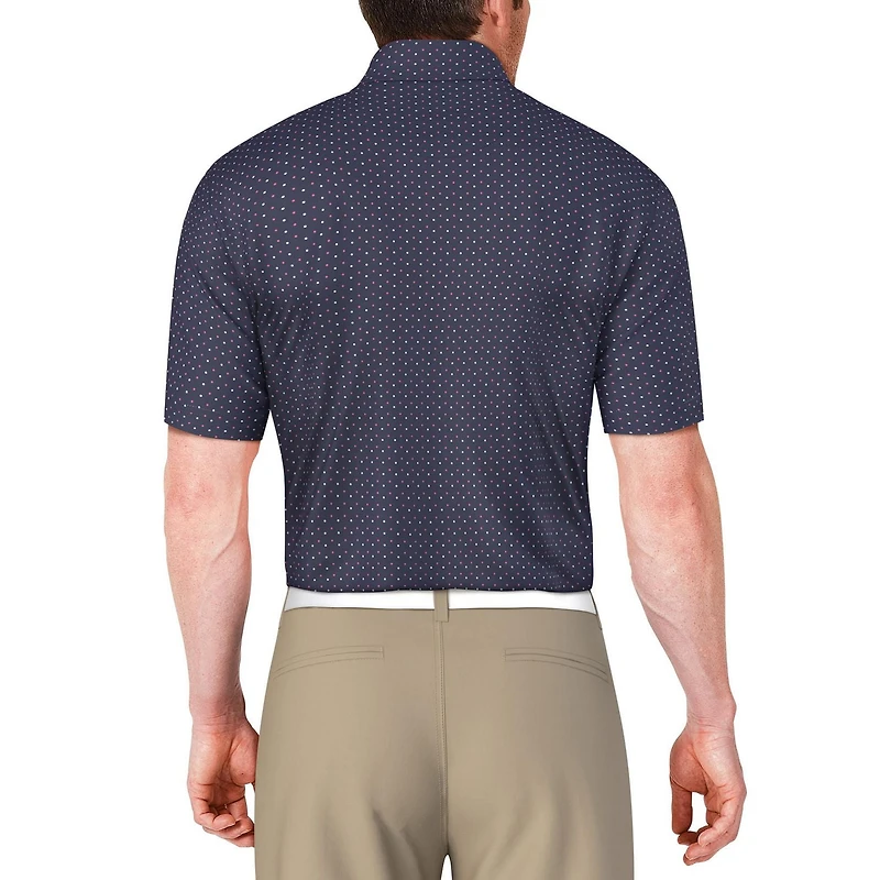 PGA TOUR Course Essentials Short Sleeve All Over Dot Printed Polo Shirt, Men's