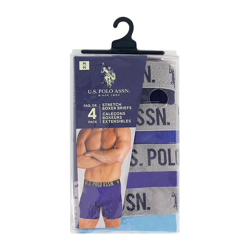 U.S. POLO ASSN. Men's Underwear 4 Pack Stretch Boxer Briefs, S-2XL