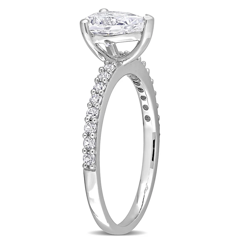 Miabella 2-1/8 Carat T.G.W. Created White Sapphire 10K White Gold Engagement Ring
