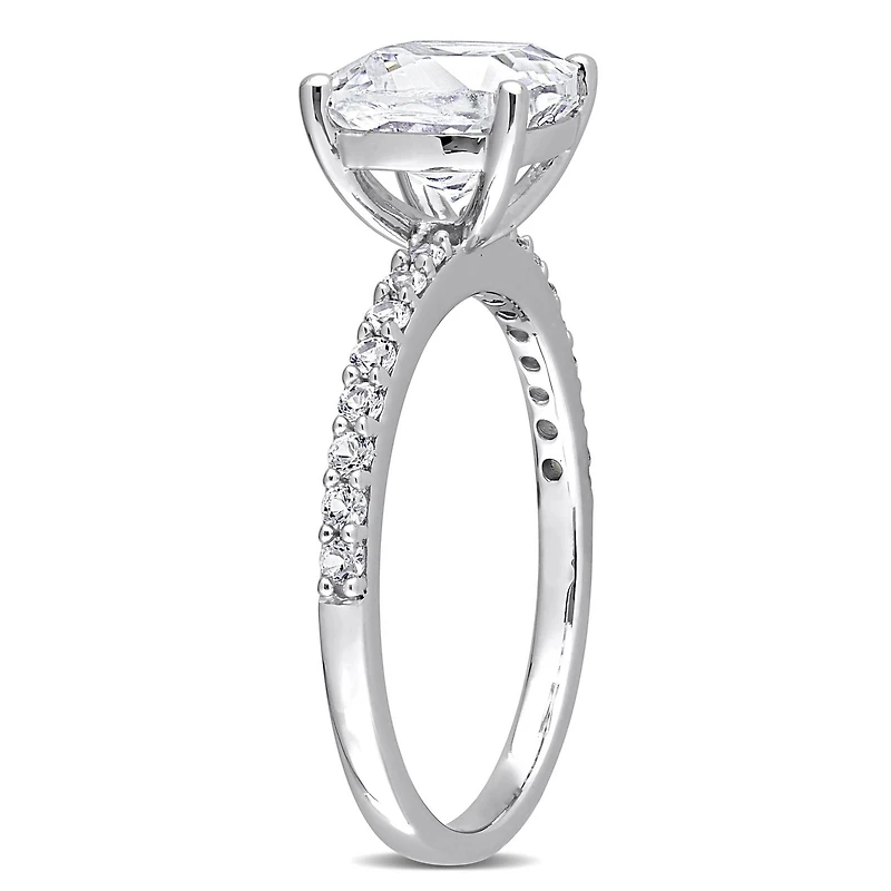 Miabella 3-1/4 Carat T.G.W. Created White Sapphire 10K White Gold Engagement Ring