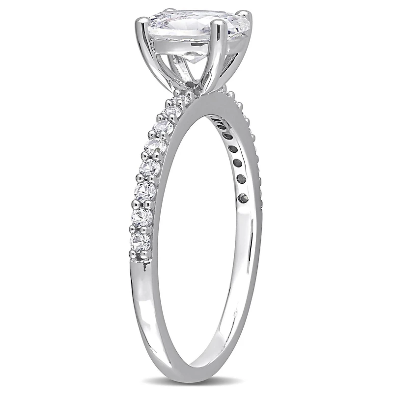 Miabella 2-1/3 Carat T.G.W. Created White Sapphire 10K White Gold Engagement Ring
