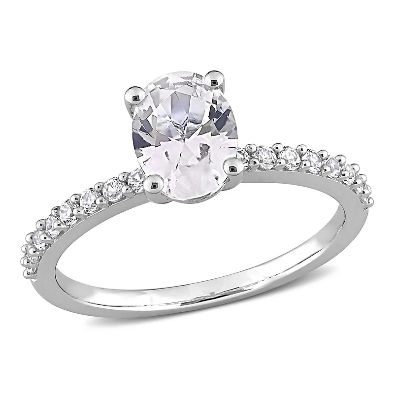 Miabella 2-1/3 Carat T.G.W. Created White Sapphire 10K White Gold Engagement Ring