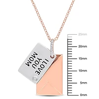 Miabella Diamond-Accent Rose Rhodium-Plated Sterling Silver Message  "I LOVE YOU" Necklace