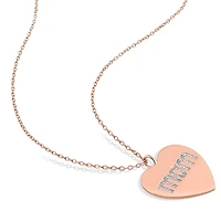 Miabella 1/10 Carat T.W. Diamond Rose Rhodium-Plated Sterling Silver "Mom" Heart Necklace