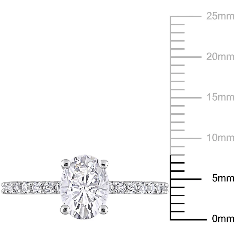 Miabella 2-1/3 Carat T.G.W. Created White Sapphire 10K White Gold Engagement Ring