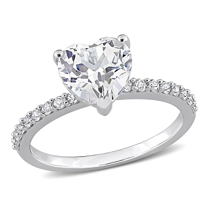 Miabella 2-1/2 Carat T.G.W. Created White Sapphire 10K White Gold Heart Engagement Ring
