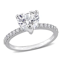 Miabella 2-1/2 Carat T.G.W. Created White Sapphire 10K White Gold Heart Engagement Ring