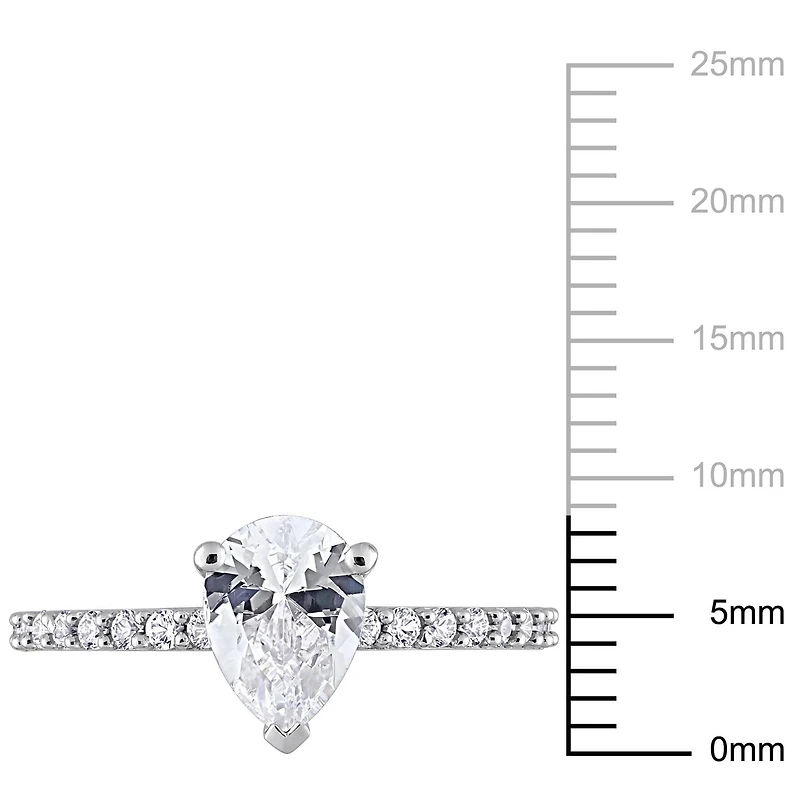 Miabella 2-1/8 Carat T.G.W. Created White Sapphire 10K White Gold Engagement Ring