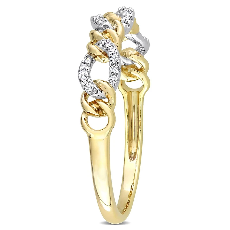 Miabella 1/10 Carat T.W. Diamond 14K Yellow Gold Mini Link Ring