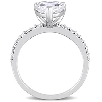 Miabella 2-1/2 Carat T.G.W. Created White Sapphire 10K White Gold Heart Engagement Ring