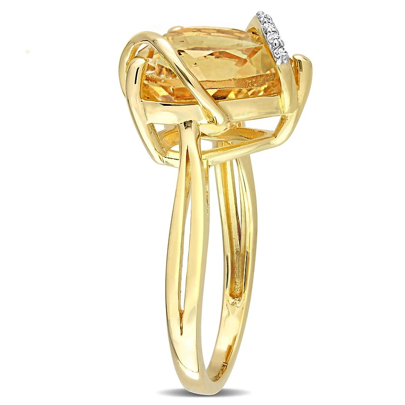 Miabella 6-1/2 Carat T.G.W. Citrine and Diamond Accent Yellow Rhodium-Plated Sterling Silver Wrapped Heart Ring