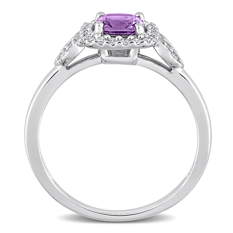 Miabella 5/8 Carat T.G.W. Amethyst and 1/6 Carat T.W. Diamond Sterling Silver Halo Promise Ring