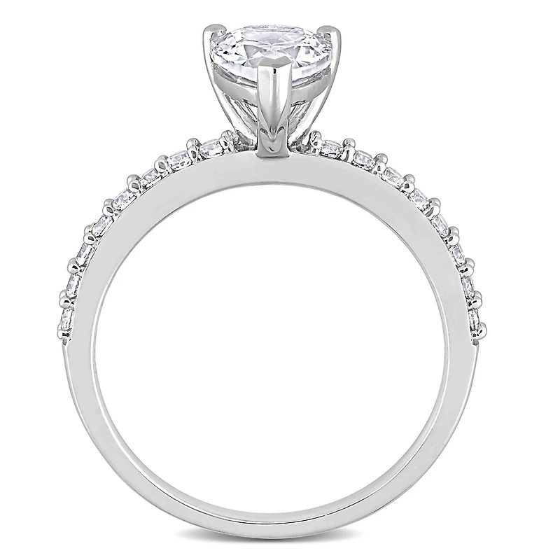 Miabella 2-1/8 Carat T.G.W. Created White Sapphire 10K White Gold Engagement Ring