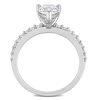 Miabella 2-1/8 Carat T.G.W. Created White Sapphire 10K White Gold Engagement Ring