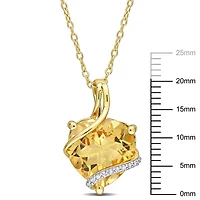 Collier en forme de coeur emballé Miabella avec 6-1/2 Carat PBT de Citrine et accents de diamant en Argent Sterling plaque jaune