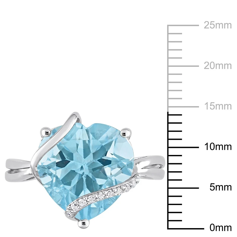 Collier en forme de coeur emballé Miabella avec 7 Carat PBT de topaze bleu et accents de diamant en Argent Sterling