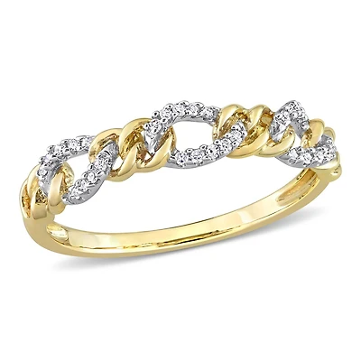 Miabella 1/10 Carat T.W. Diamond 14K Yellow Gold Mini Link Ring