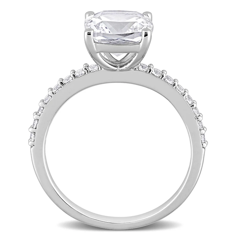 Miabella 3-1/4 Carat T.G.W. Created White Sapphire 10K White Gold Engagement Ring