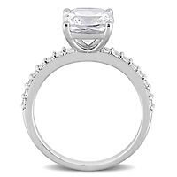 Miabella 3-1/4 Carat T.G.W. Created White Sapphire 10K White Gold Engagement Ring