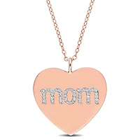 Miabella 1/10 Carat T.W. Diamond Rose Rhodium-Plated Sterling Silver "Mom" Heart Necklace