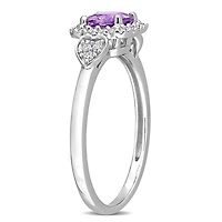 Miabella 5/8 Carat T.G.W. Amethyst and 1/6 Carat T.W. Diamond Sterling Silver Halo Promise Ring