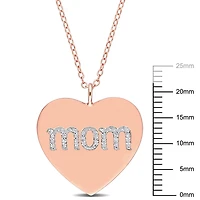 Miabella 1/10 Carat T.W. Diamond Rose Rhodium-Plated Sterling Silver "Mom" Heart Necklace