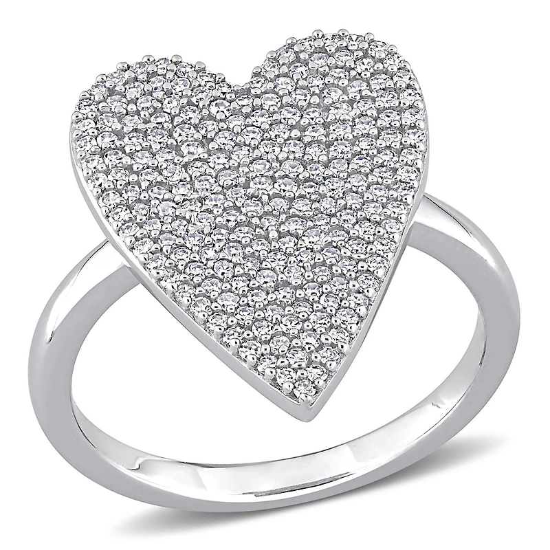 Bague grappe en forme de coeur Miabella avec 1/2 Carat poids total de diamant en Or Blanc 10kt