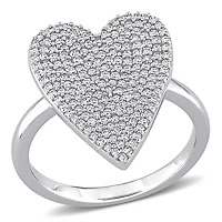 Bague grappe en forme de coeur Miabella avec 1/2 Carat poids total de diamant en Or Blanc 10kt