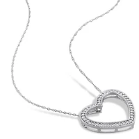 Miabella 1/5 Carat T.W. Diamond 14K White Gold Open Heart Necklace