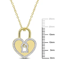 Collier cadenas en forme de coeur Miabella avec 1/5 Carat poids total de diamant en Argent Sterling plaqué Rhodium Jaune