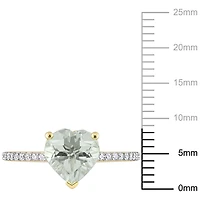 Miabella 1-5/8 Carat T.G.W. Green Quartz and 1/7 Carat T.W. Diamond 14K Yellow Gold Heart Ring