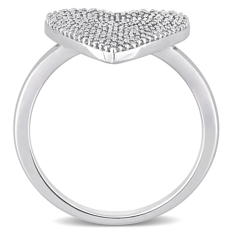 Bague grappe en forme de coeur Miabella avec 1/2 Carat poids total de diamant en Or Blanc 10kt