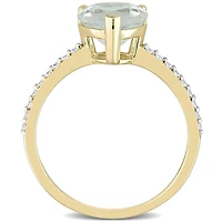Miabella 1-5/8 Carat T.G.W. Green Quartz and 1/7 Carat T.W. Diamond 14K Yellow Gold Heart Ring