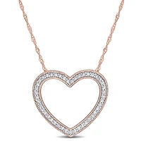 Collier en forme de coeur ouvert Miabella avec 1/5 Carat poids total de diamant en Or Rose 14kt