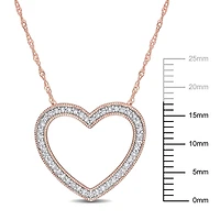 Collier en forme de coeur ouvert Miabella avec 1/5 Carat poids total de diamant en Or Rose 14kt