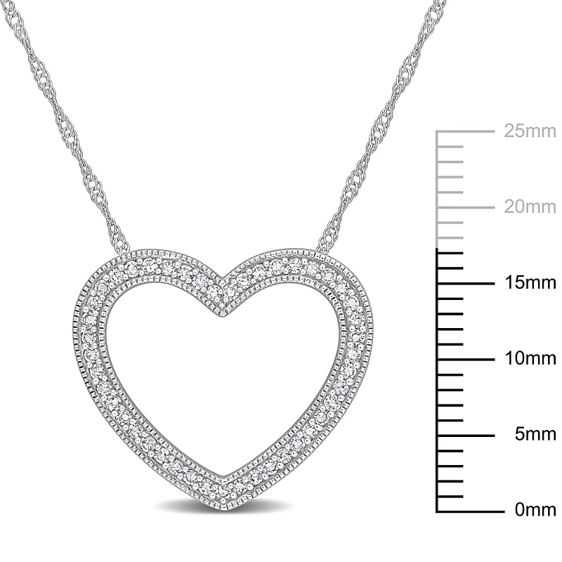 Miabella 1/5 Carat T.W. Diamond 14K White Gold Open Heart Necklace