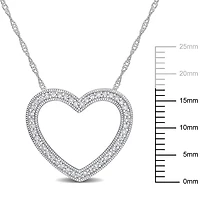 Miabella 1/5 Carat T.W. Diamond 14K White Gold Open Heart Necklace
